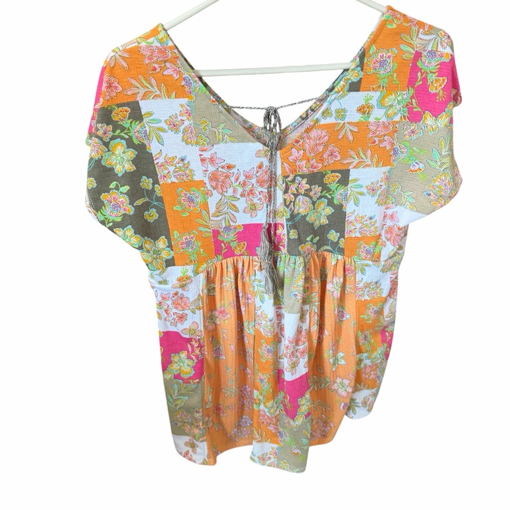 Cato Colorful Patchwork Blouse- Small - Picture 3 of 4